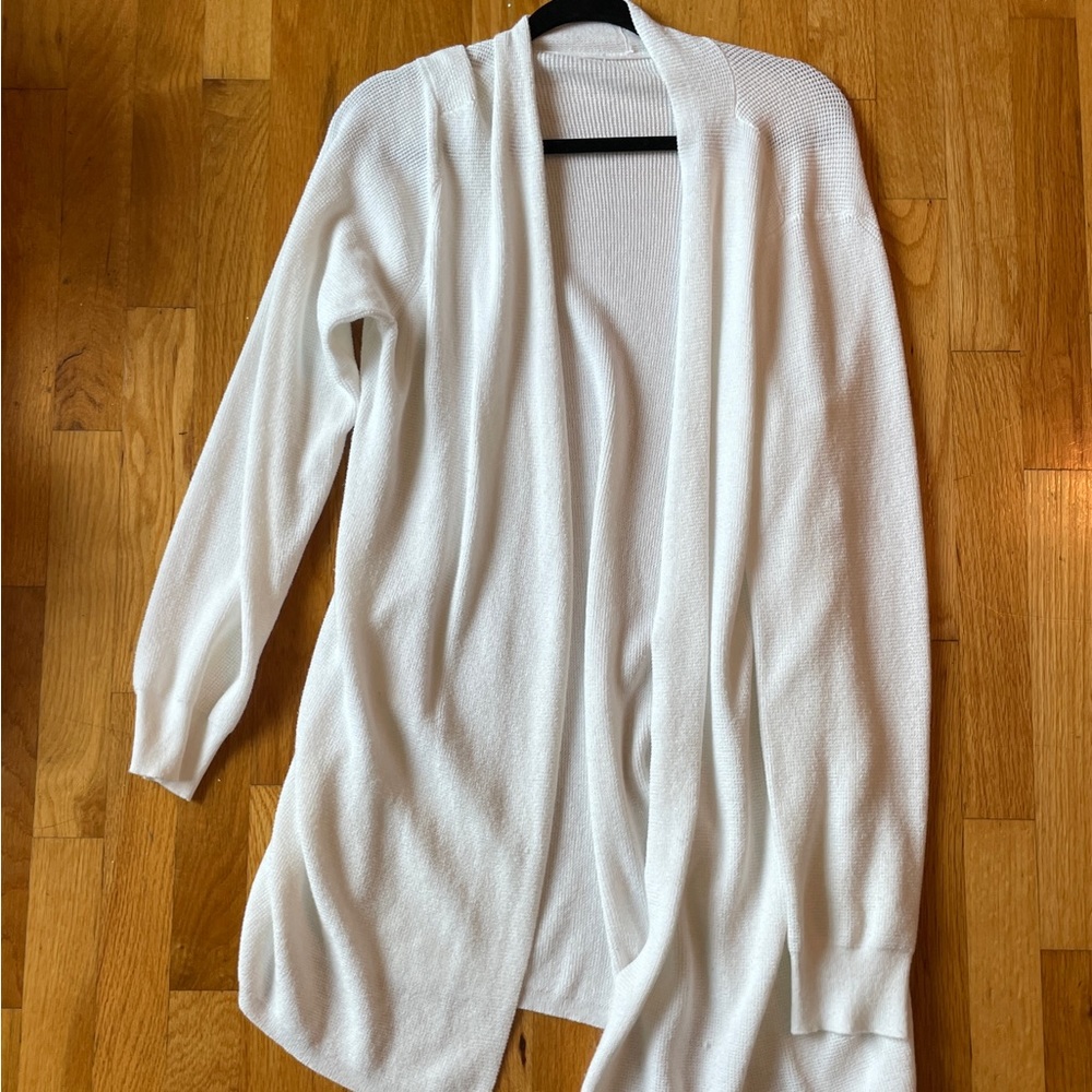 White Knit Long Sleeve Light and Flowy Women’s Cardigan Sweater